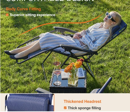 US Local Set Of 2 Zero Cravity Lounge Chairs,Outdoor Patio Folding Recliners For Pool Beach With Pillow And Cup Holder