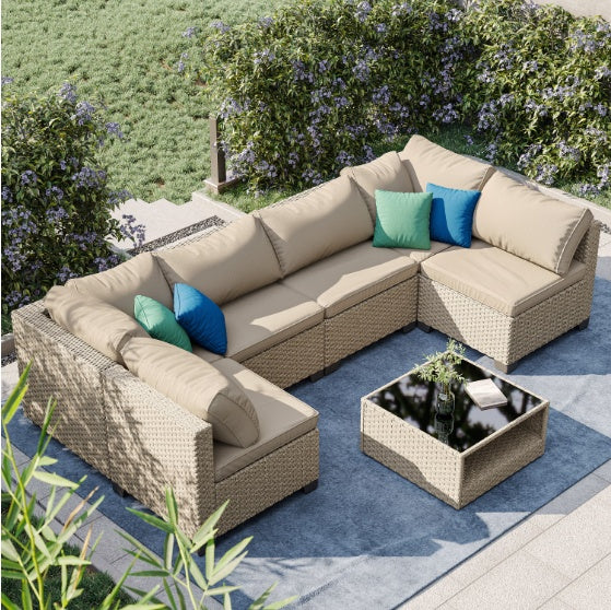 US Local 7 pc Patio Sofa Furniture Set