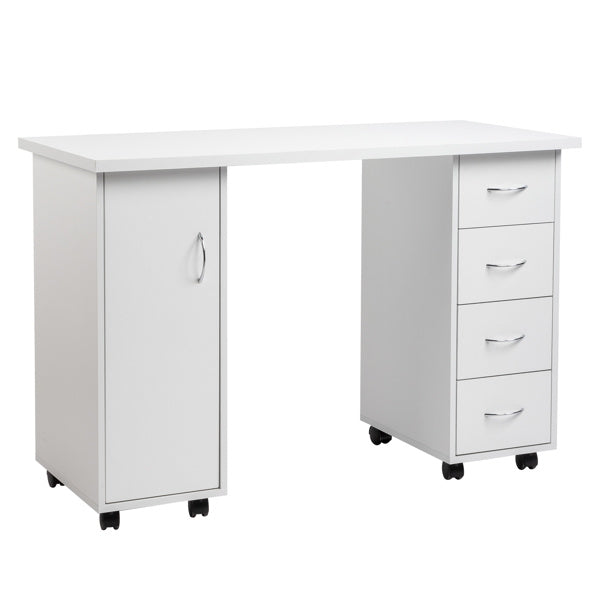 US Local White 120X54X81cm One Door Four Drawers Computer Desk Nail Art Table 1PC