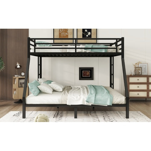 US Local Metal Queen Over King Bunk Bed For Teens And Adults,Space-Saving Noise Reduced No Box Spring Needed, Black