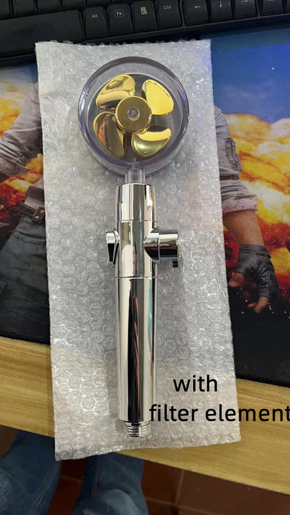 Turbo Propeller Shower Head Water Saving High Preassure Flow 360 Degrees With Fan Extension Showerhead Rainfall With Holder