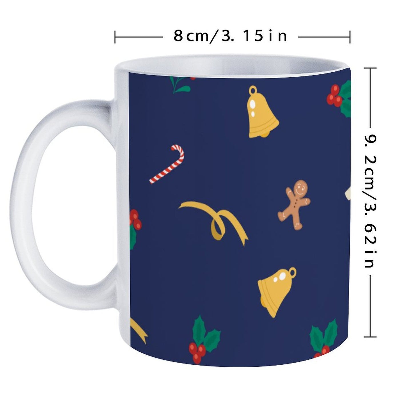 POD US Local White mug with full print, Merry Christmas Blue 0018