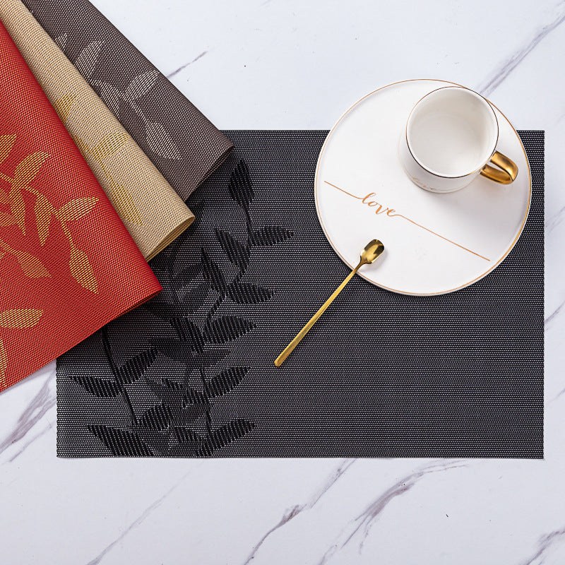 PVC Western-style Placemat Water Plants Leaves Insulation Placemat