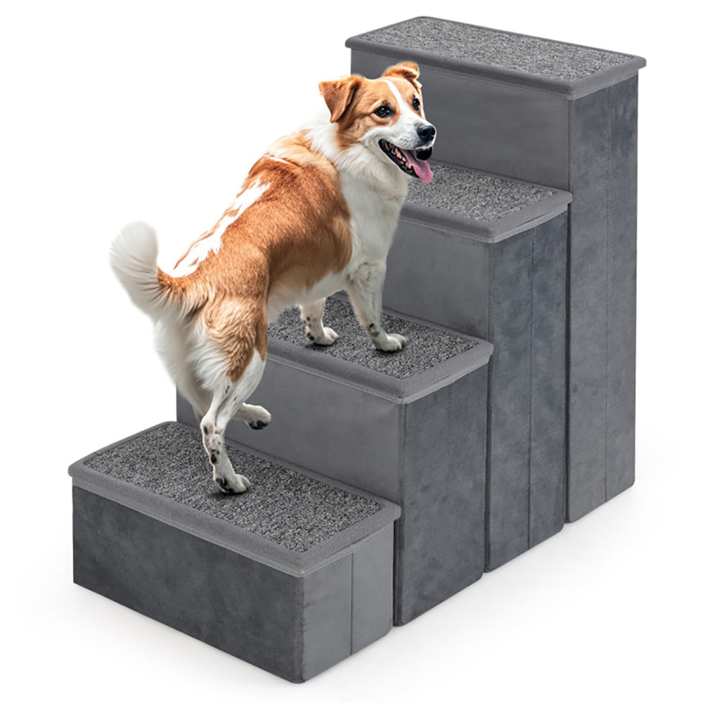 US Local 4-Step Dog Stairs Non-slip Foldable Dog Ramp With Adjustable Steps
