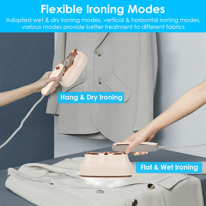 US Local 1Pc 1200W Foldable Handheld Clothes Iron Steamer With Wet Dry Ironing Mode Portable Garment Steamer Travel Clothing Wrinkles Remover With Temperature Display