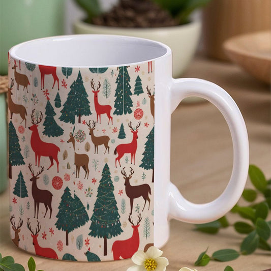 POD US Local White mug with full print, Christmas Trees 0007