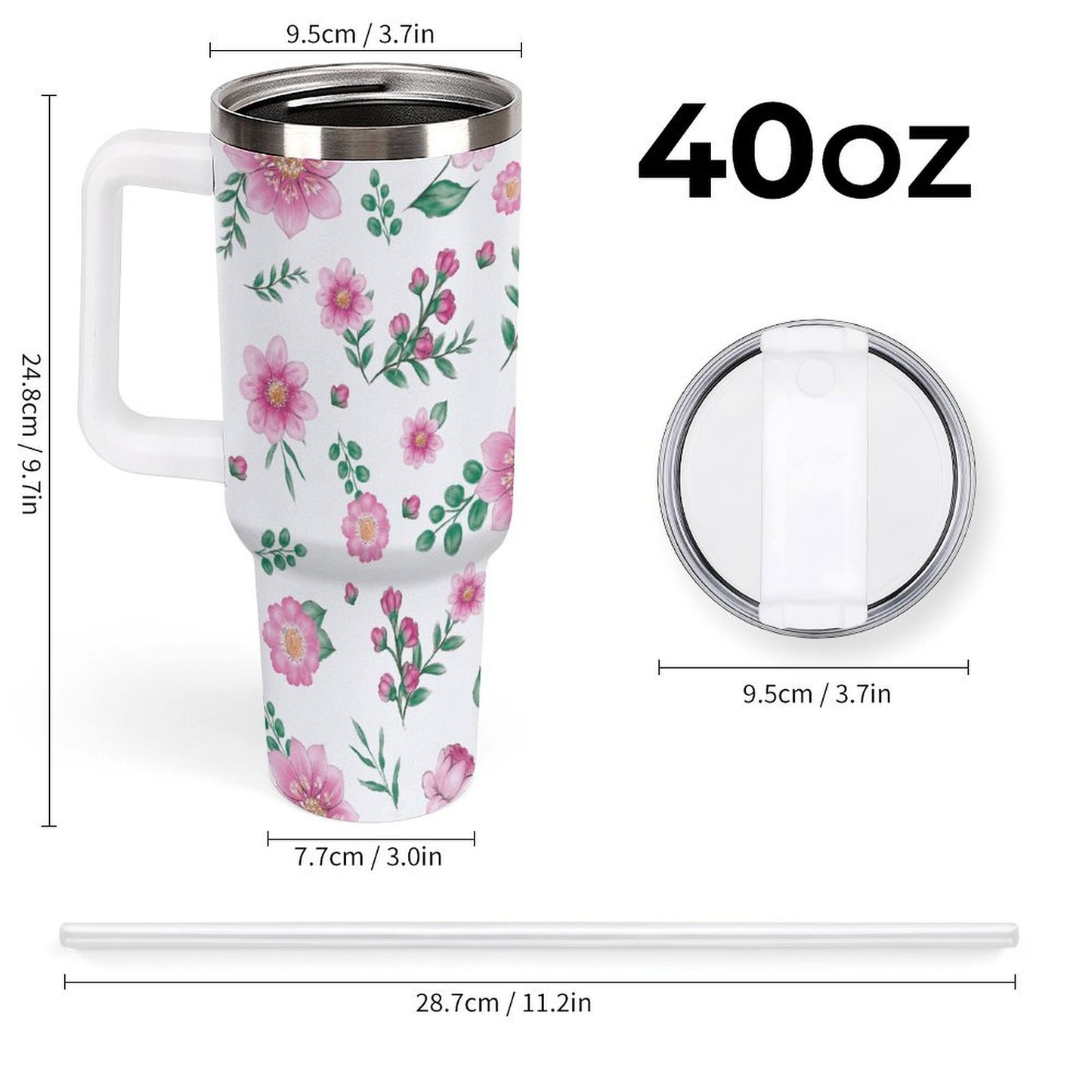 PHDT00122 POD US Local Tumbler 40 oz Large Capacity Car Cup Flowers