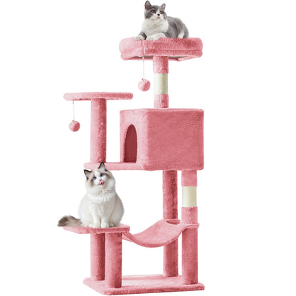 US Local 44 Inch Cat Tree Tower, Multi-Cat Climbing Tower With, Natural Sisal Scratching Posts, Extended Platform, Hammock