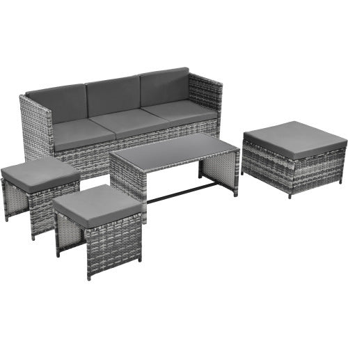 UK Local Lounge Set, Garden Furniture Set, Ratten Sofa, Seating Group, Patio Furniture, Grey