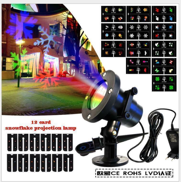 US Local 48 Pattern Christmas Projector Laser Light Snow LED Lamp Landscape Garden XMAS