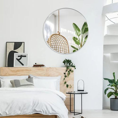 US Local 32 Inch Black Metal Framed Round Bathrrom Mirror For Wall.