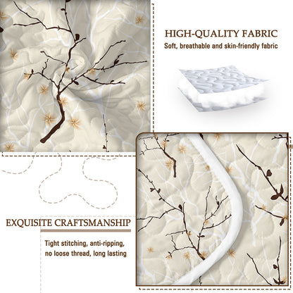 US Local 3pcs Minimalist Tree Branch Patterned Blankets Suitable For All Seasons, Including Flower And Autumn Leaf Bedding Sets With 2 Pillowcases, Suitable For Children And Adults