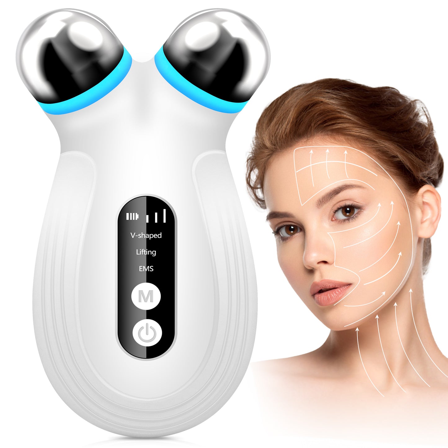 US Local Anti Aging And Wrinkles Microcurrent Facial Device, Boost Skin Care Products Absorption - White