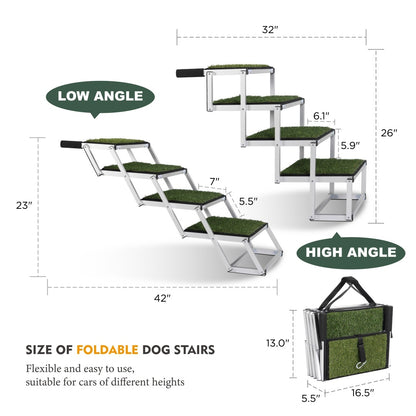 US Local Foldable Dog Ramp For Cars, SUVs, Trucks, Portable Pet Dog Stairs For Large Dogs With Non-Slip Surface Reinforced Design, Lightweight Yet Sturdy Supports Up To 250lbs