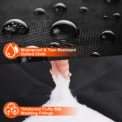 US Local 1 Pc 16x7FT Magnetic Thermal Insulated Garage Door Curtain For Winter Two Car Garage Screen With Magnetic Closure 8 Roll Up Buckle Straps For Two Cars Weatherproof Windproof Soundproof