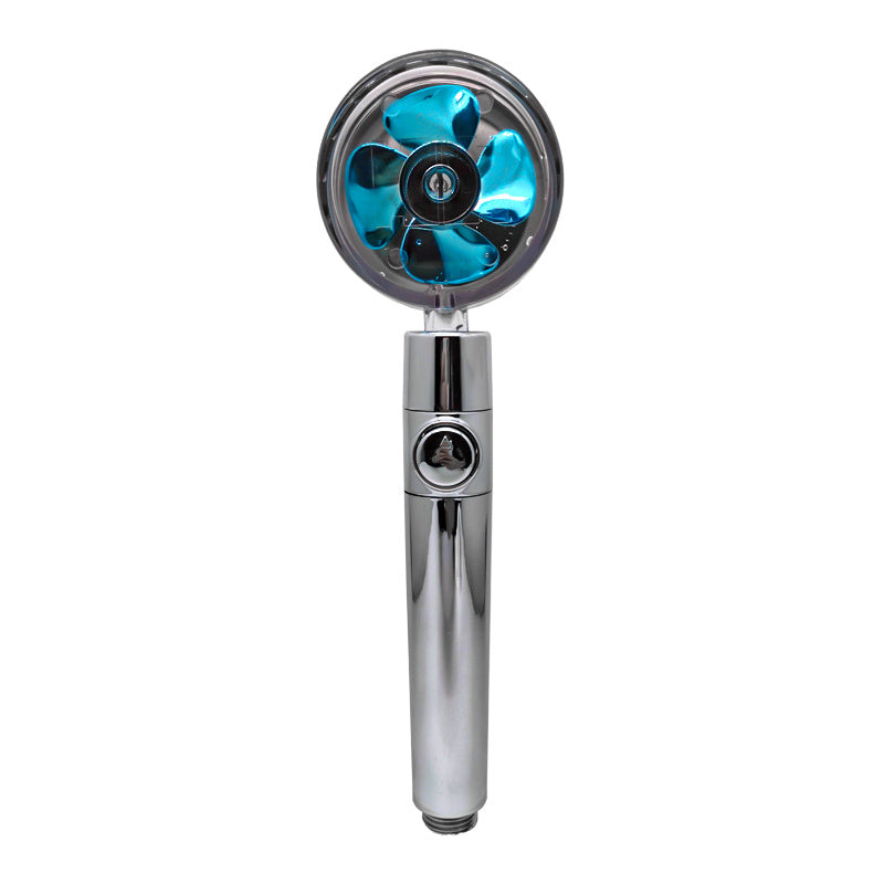 US Local Shower Head Water Saving Flow 360 Degrees Rotating With Small Fan ABS Rain High Pressure Spray Nozzle Bathroom Accessories
