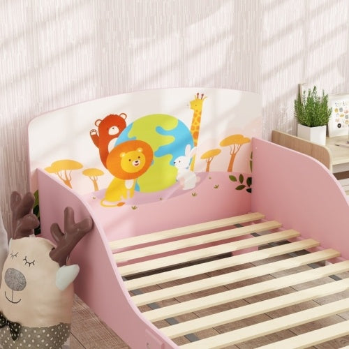 UK Local AIYAPLAY Cute Animal-Themed Toddler Bed, With Safety Rails, 143 X 77 X 60cm