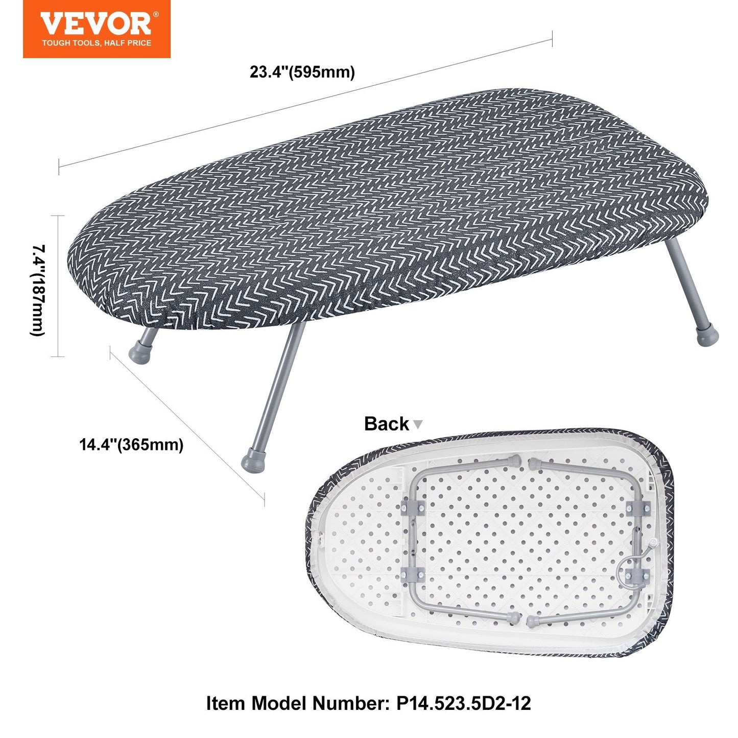 US Local VEVOR Tabletop Ironing Board 23.4 X 14.4, Small Iron Board With Heat Resistant Cover And  Cotton Cover, Mini Ironing Board With 7mm Thickened Needle Cotton Layer For Small Spaces, Travel Use