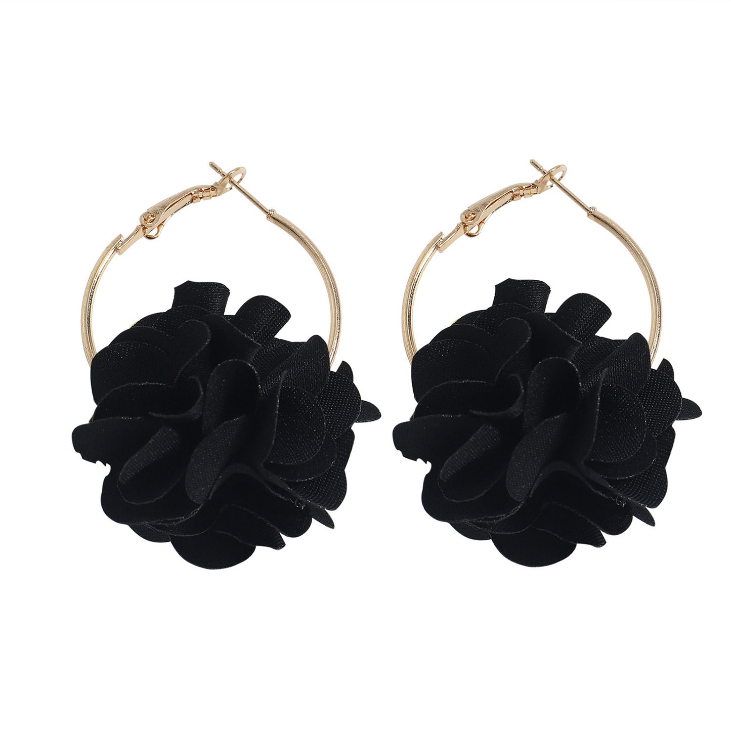 Fabric Color Flower Metal Alloy Earrings