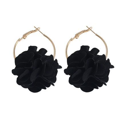 Fabric Color Flower Metal Alloy Earrings