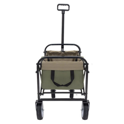 US Local Collapsible Foldable Wagon Cart With Strapping System, Beach Wagon , Utility Cart , Utility Wagon Grocery Cart For Camping Shopping Sports Gardeing Fishing Supports 225lbs ,All-Terrain Wheels Green