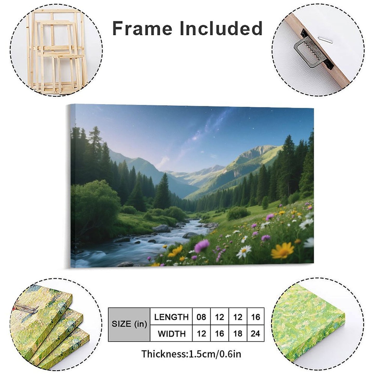 Decorative Interior Frame Painting Mountain-river-starry-summer-3