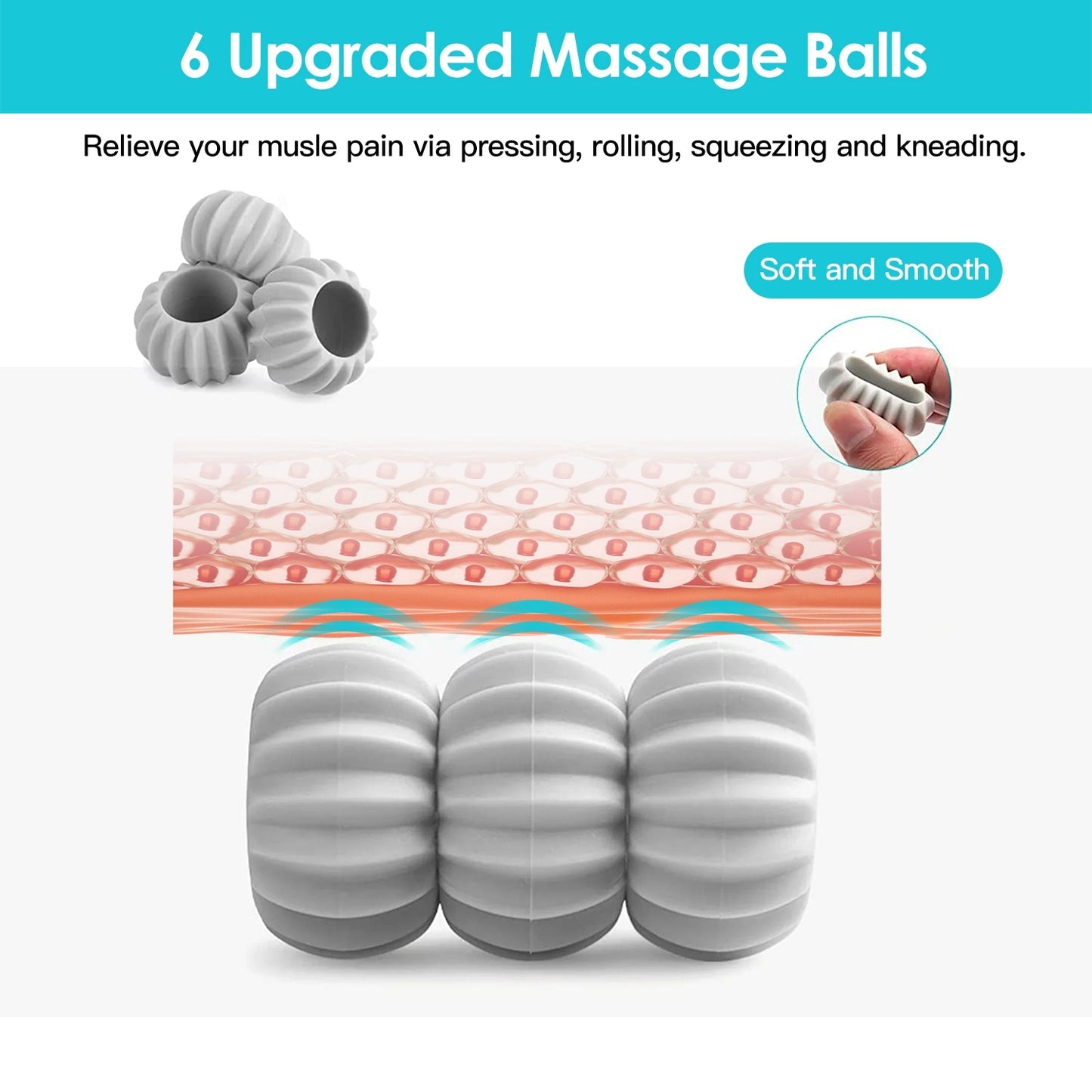 US Local 1 Pc Neck Roller Massager 360 Rotatable Trigger Point Roller Portable Massager With 6 Balls For Neck Leg Thigh Foot Pain Relief