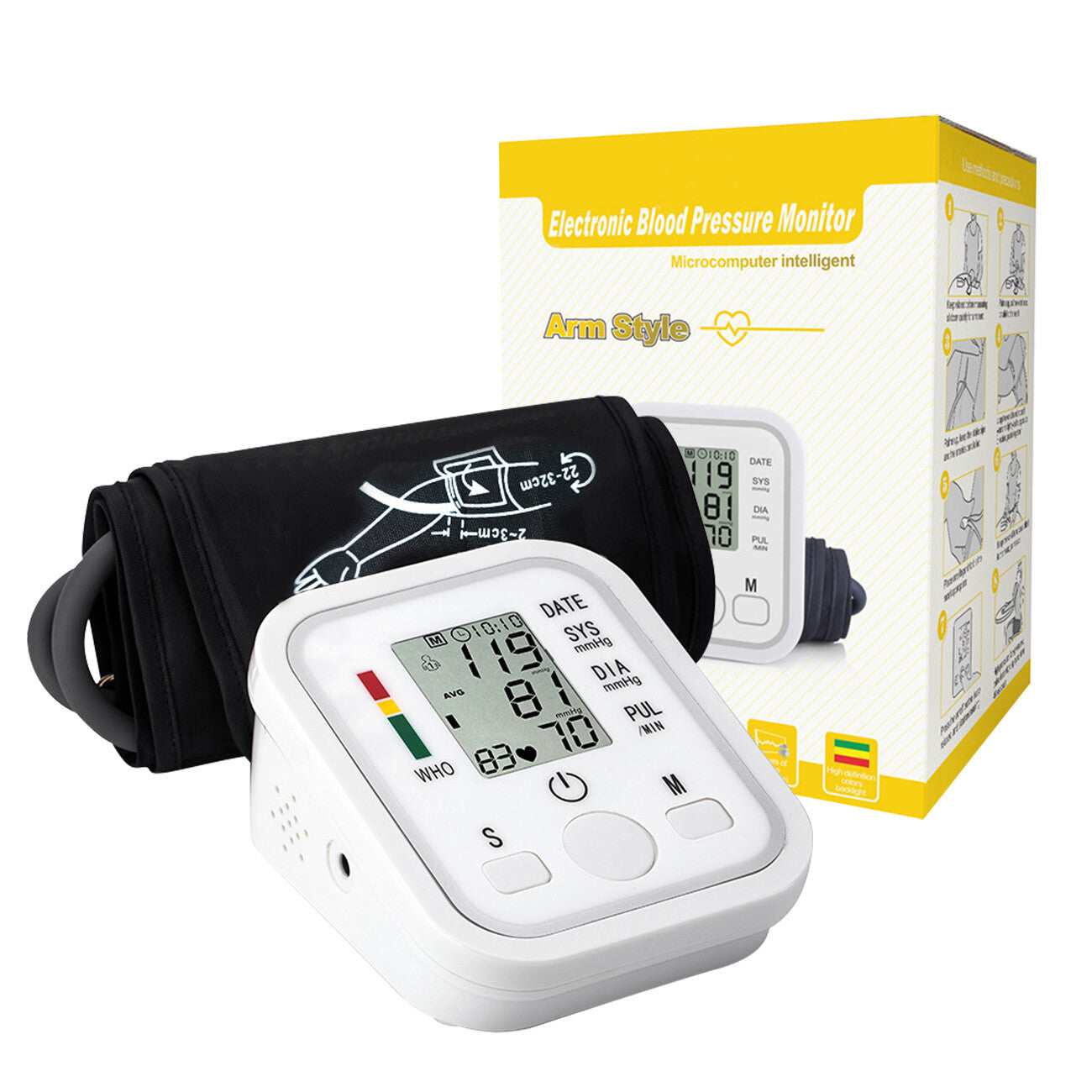 UK Local Automatic Upper Arm Blood Pressure Monitor Pulse Meter BP Machine Voice Talking