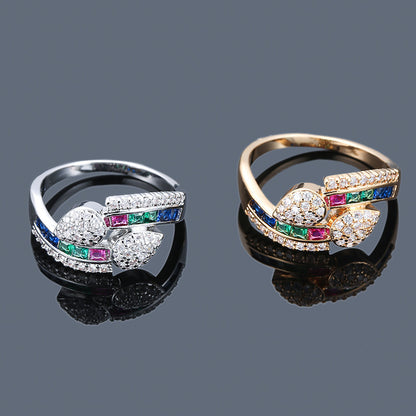 Women's Ring Inlaid With Colorful Zircon Gold-plated Ring