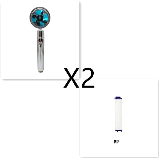 US Local Shower Head Water Saving Flow 360 Degrees Rotating With Small Fan ABS Rain High Pressure Spray Nozzle Bathroom Accessories