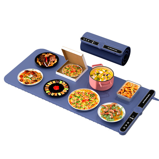 UK Local Foldable Heating Plate Mat Portable Keep Food Warm Electric Warming Mat For 8 Dishes With Time Setting