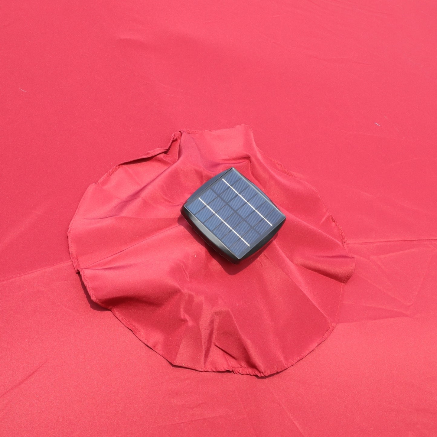 US Local 15x9ft Large Double-Sided Rectangular Outdoor Twin Patio Market Umbrella With Light And Base- Red