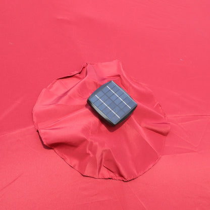 US Local 15x9ft Large Double-Sided Rectangular Outdoor Twin Patio Market Umbrella With Light And Base- Red