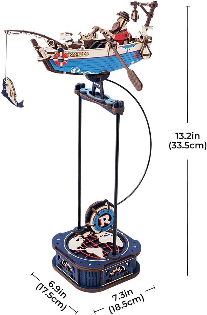 US Local ROKR 3D Wooden Puzzle Kit - Gravity Swing Series Gladiator Fighter With Moving Mechanism, Challenging DIY Building Project For Adult Model Enthusiasts