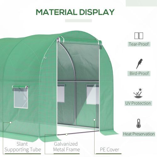 UK Local Outsunny Walk-in Polytunnel Greenhouse, Outdoor Garden Tunnel Greenhouse Tent With Zipped Roll-Up Door And 6 Mesh Windows, 3 X 2M