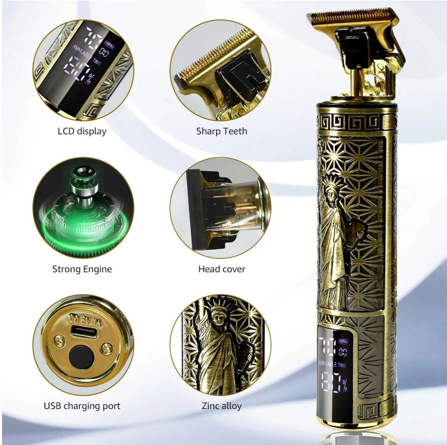 US Local Beard Trimmer Hair Clippers Cordless Hair Cutting Kit Barber Shaving Machine For Men USB Rechargeable 1 PCS