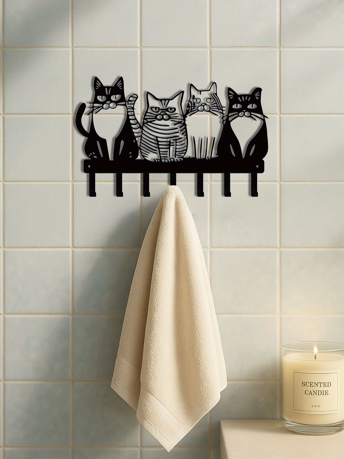 US Local 1PC Cute Cat Wall Hook-Adorable Kitty Decor For Home, Strong Metal Wall Hooks