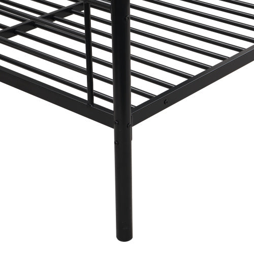 US Local Twin Over Full With Trundle Metal Bunk Bed , No Box Spring Needed, Easy Assemble