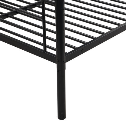 US Local Twin Over Full With Trundle Metal Bunk Bed , No Box Spring Needed, Easy Assemble
