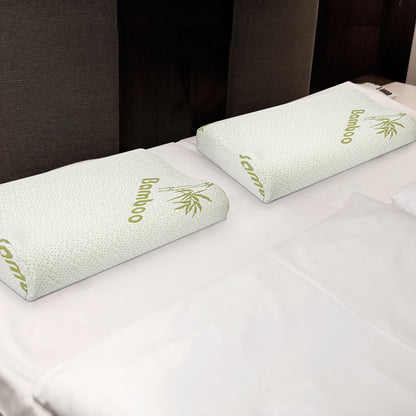 US Local S-L Size Options -- 1Pc Bamboo Memory Foam Sleep Pillow Contoured Cervical Orthopedic Pillow Neck Support Breath Pillow