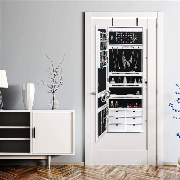 US Local Non Full Mirror Wooden Wall Mounted Jewelry Storage Mirror Cabinet