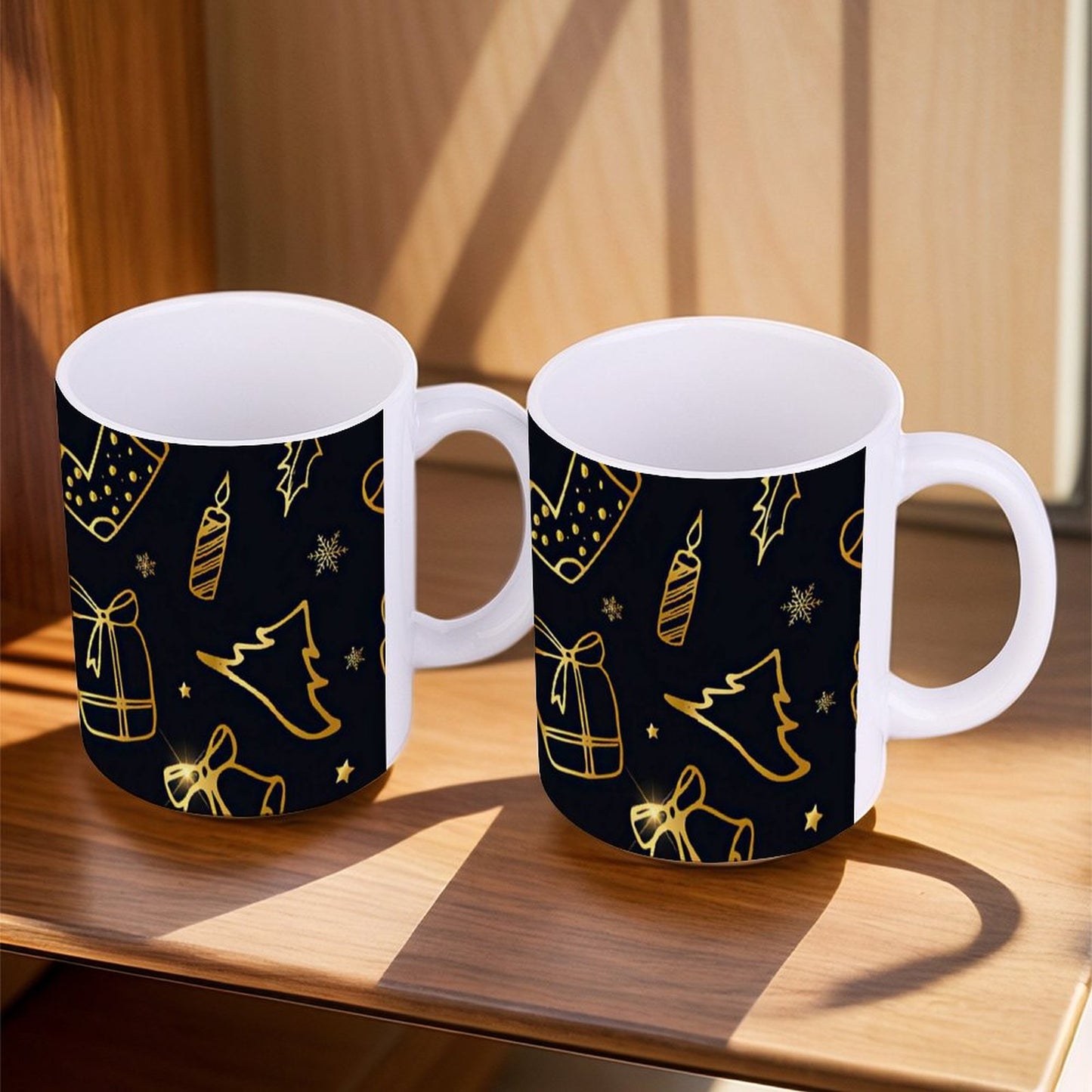POD US Local White mug with full print, Christmas Gift Golden 0100