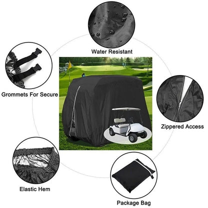 US Local Waterproof Golf Cart Cover Zipper 4 Passenger EZ GO Club Car Elastic Hem