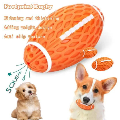 US Local Dog Rubber Chew-resistant Interactive Squeaky Football Toy