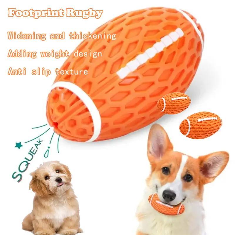 US Local Dog Rubber Chew-resistant Interactive Squeaky Football Toy