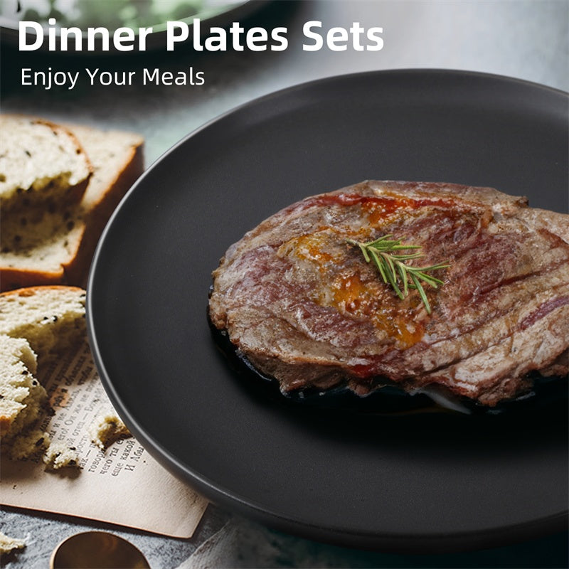 US Local Steak Plate Creative Western Food Plate Vegetable Plate Set Of 6 For Cereal, Salad, Pasta, Soup, Dessert, Serving Dishwasher, Microwave And Oven