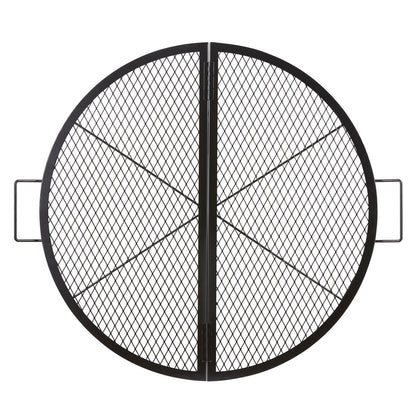 US Local VEVOR X-Marks Fire Pit Grill Grate, Foldable Round Cooking Grate, Heavy Duty Steel Campfire BBQ Grill Grid With Handle And Support X Wire, Portable Camping Cookware For Outside Party, 36 Inch Black