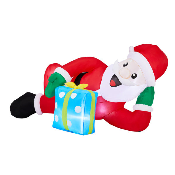 US Local 7FT Lighted Christmas Inflatable Decoration, Inflatable Santa Lying On Floor, Funny Blow Up Yard Decorations With Built-in LED Lights For Holiday Party Front Yard Lawn Garden Decor