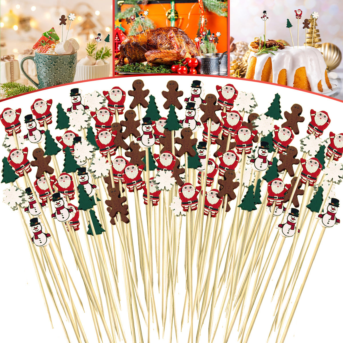 US Local One Hundred  Pieces Christmas Cocktail Picks