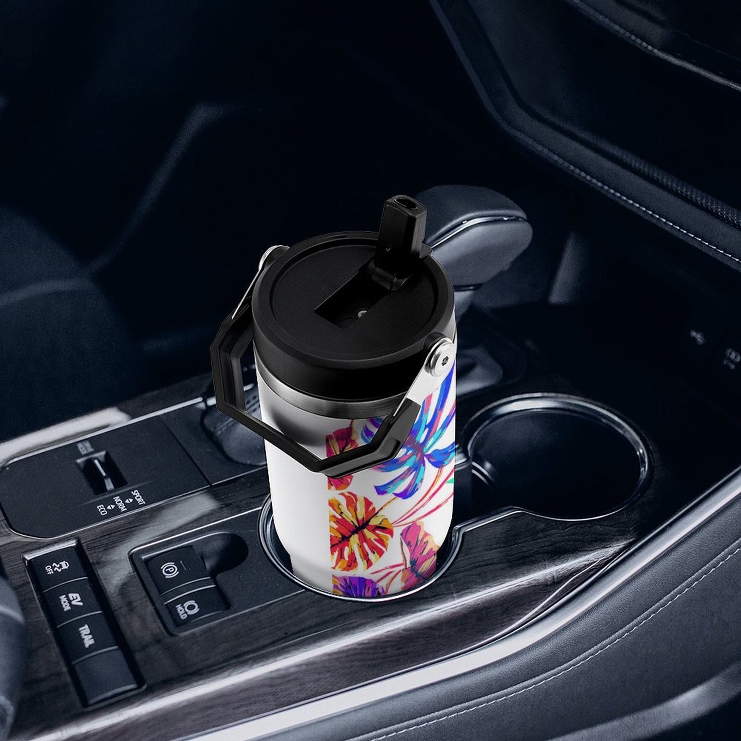 POD US Local Tumbler 30oz Large Capacity Car Cup Monstera, Summer, Dazzling, Tropical Style